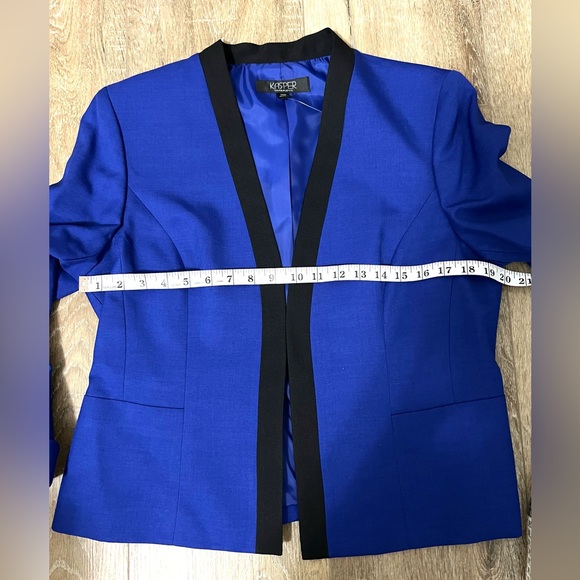 KASPER Blue Crepe Open Front Jacket SZ 14P NWT - Picture 10 of 13